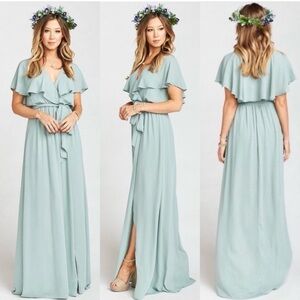 NWT Show Me Your Mumu Audrey Ruffle Front Sage Green Dress Size: Small